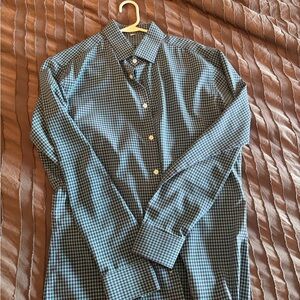 Elegant Blue Checkered Dress Shirt